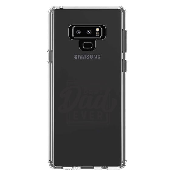 DistinctInk Clear Shockproof Hybrid Case for Samsung Galaxy Note 9 - TPU Bumper Acrylic Back Tempered Glass Screen Protector - Bed Dad Ever Word Art