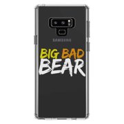 DistinctInk Clear Shockproof Hybrid Case for Samsung Galaxy Note 9 - TPU Bumper Acrylic Back Tempered Glass Screen Protector - Big Bad Bear