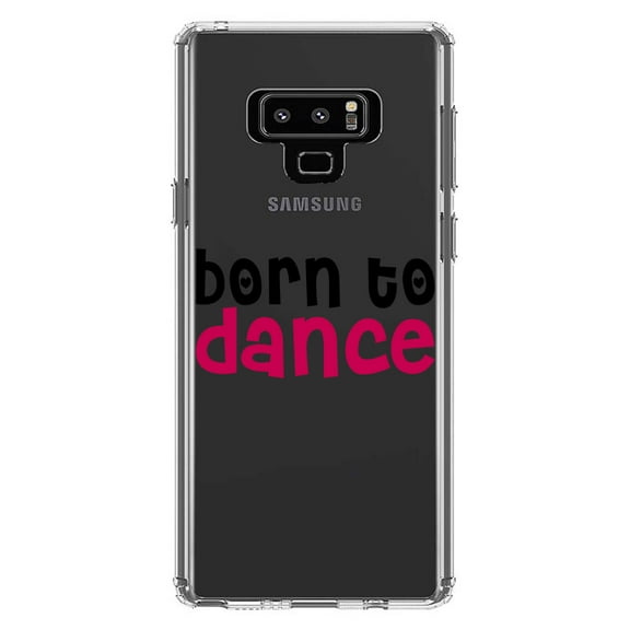 DistinctInk Clear Shockproof Hybrid Case for Samsung Galaxy Note 9 - TPU Bumper Acrylic Back Tempered Glass Screen Protector - Born to Dance