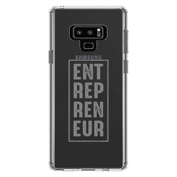 DistinctInk Clear Shockproof Hybrid Case for Samsung Galaxy Note 9 - TPU Bumper Acrylic Back Tempered Glass Screen Protector - Entrepreneur Word Art
