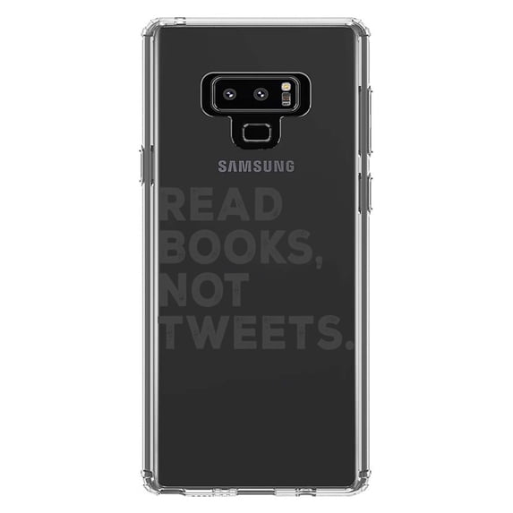 DistinctInk Clear Shockproof Hybrid Case for Samsung Galaxy Note 9 - TPU Bumper Acrylic Back Tempered Glass Screen Protector - Read Books, Not Tweets