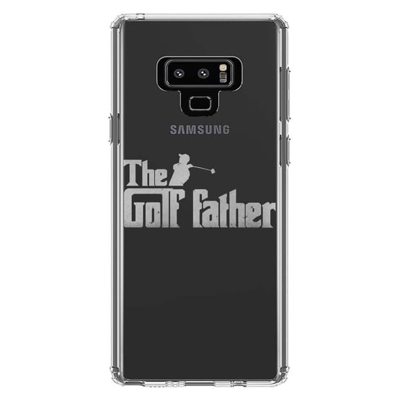 DistinctInk Clear Shockproof Hybrid Case for Samsung Galaxy Note 9 - TPU Bumper Acrylic Back Tempered Glass Screen Protector - The Golf Father