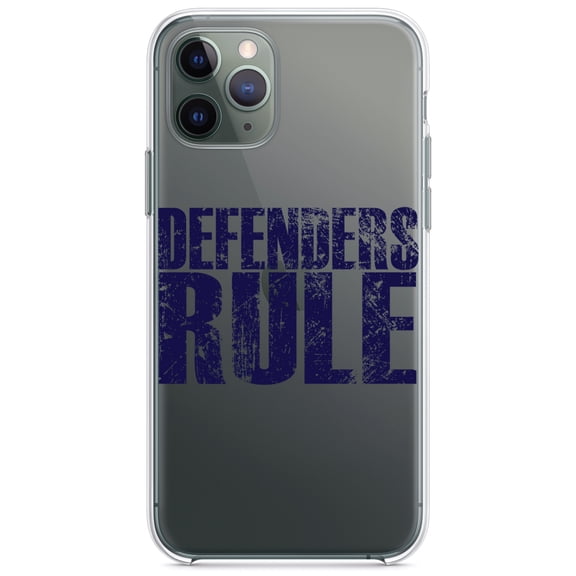 DistinctInk Clear Shockproof Hybrid Case for iPhone 11 (6.1" Screen) - TPU Bumper Acrylic Back Tempered Glass Screen Protector - Defenders Rule