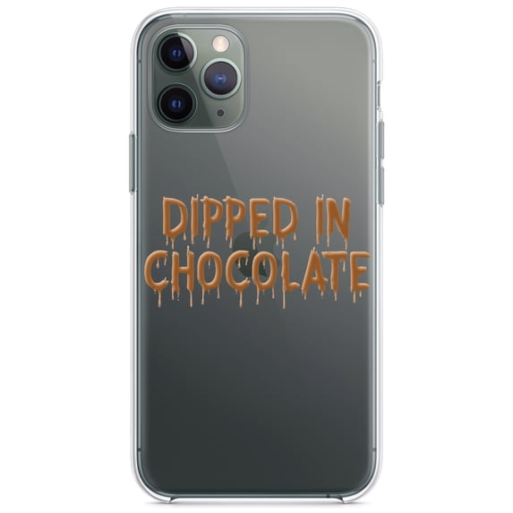 DistinctInk Clear Hybrid Case for Apple iPhone 13 (6.1" Screen) - Dipped in Chocolate - Wireless Charging Compatible