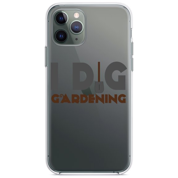DistinctInk Clear Hybrid Case for Apple iPhone 13 (6.1" Screen) - I Dig Gardening - Raised Bezel Screen Guard