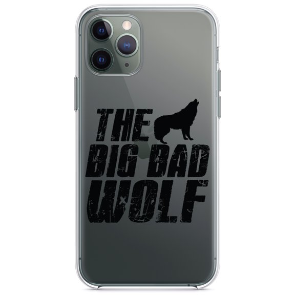 DistinctInk Clear Hybrid Case for Apple iPhone 13 (6.1" Screen) - The Big Bad Wolf - Lightweight Grip