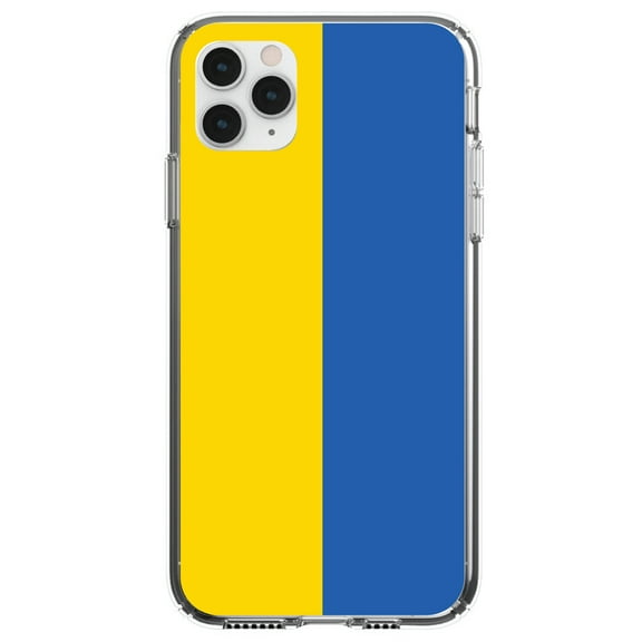 DistinctInk Clear Hybrid Case for Apple iPhone 13 Pro (6.1" Screen) - Ukraine Flag - Lightweight Grip