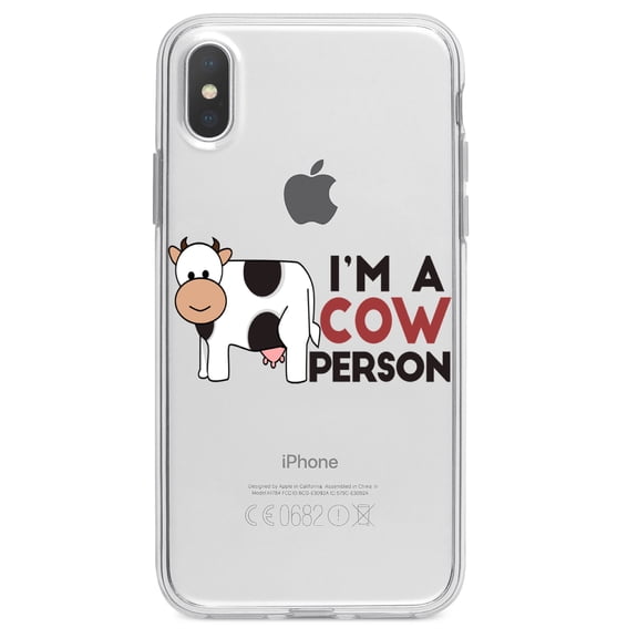 DistinctInk Clear Shockproof Hybrid Case for iPhone X / XS (5.8" Screen) - TPU Bumper Acrylic Back Tempered Glass Screen Protector - I'm A Cow Person