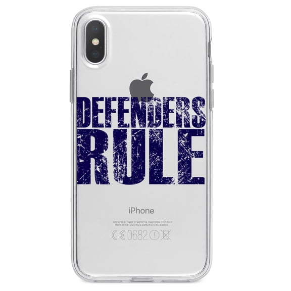DistinctInk Clear Shockproof Hybrid Case for iPhone XR (6.1" Screen) - TPU Bumper Acrylic Back Tempered Glass Screen Protector - Defenders Rule