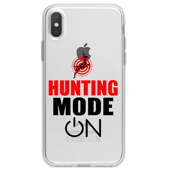 DistinctInk Clear Shockproof Hybrid Case for iPhone XR (6.1" Screen) - TPU Bumper Acrylic Back Tempered Glass Screen Protector - Hunting Mode - ON