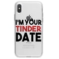 thumbnail image 1 of DistinctInk Clear Shockproof Hybrid Case for iPhone XR (6.1" Screen) - TPU Bumper Acrylic Back Tempered Glass Screen Protector - I'm Your Tinder Date, 1 of 5