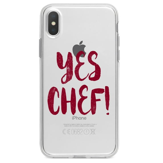 DistinctInk Clear Shockproof Hybrid Case for iPhone XS Max (6.5" Screen) - TPU Bumper Acrylic Back Tempered Glass Screen Protector - Yes Chef