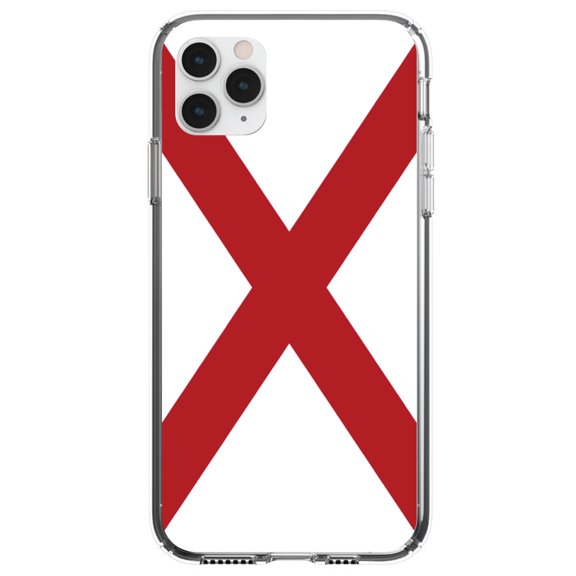 DistinctInk Clear Shockproof Hybrid Case for iPhone 11 (6.1" Screen) - TPU Bumper, Acrylic Back, Tempered Glass Screen Protector - Alabama State Flag - US State Flag