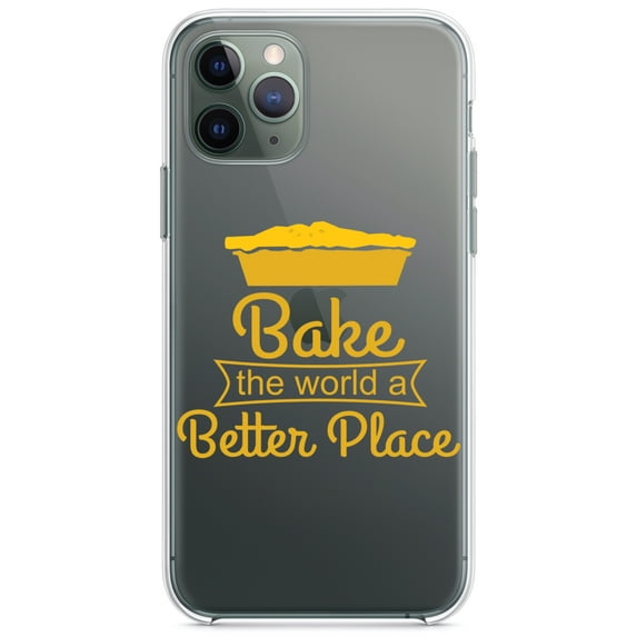 DistinctInk Clear Shockproof Hybrid Case for iPhone 11 (6.1" Screen) - TPU Bumper Acrylic Back Tempered Glass Screen Protector - Bake the World a Better Place