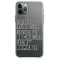 thumbnail image 1 of DistinctInk Clear Shockproof Hybrid Case for iPhone 11 (6.1" Screen) - TPU Bumper Acrylic Back Tempered Glass Screen Protector - Build It Tune Race Break Fix Repeat, 1 of 1