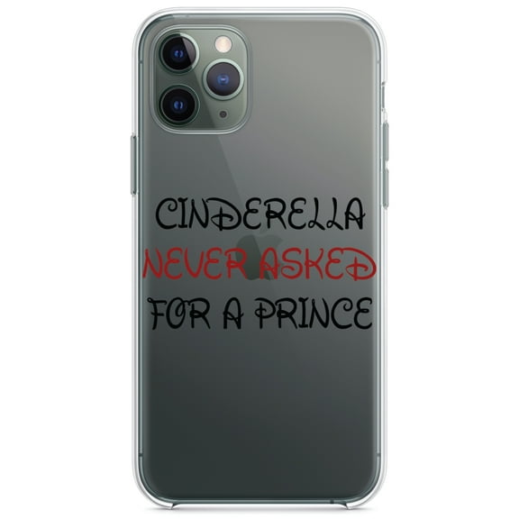 DistinctInk Clear Shockproof Hybrid Case for iPhone 11 (6.1" Screen) - TPU Bumper Acrylic Back Tempered Glass Screen Protector - Cinderella Never Asked For a Prince