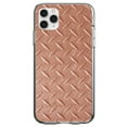 thumbnail image 1 of DistinctInk Clear Shockproof Hybrid Case for iPhone 11 (6.1" Screen) - TPU Bumper, Acrylic Back, Tempered Glass Screen Protector - Orange Diamond Plate Steel Image Print - Printed Diamond Plate Image, 1 of 1