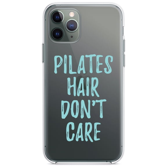 DistinctInk Clear Shockproof Hybrid Case for iPhone 11 (6.1" Screen) - TPU Bumper Acrylic Back Tempered Glass Screen Protector - Pilates Hair Don't Care