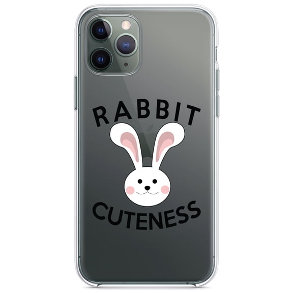 DistinctInk Clear Shockproof Hybrid Case for iPhone 11 (6.1" Screen) - TPU Bumper Acrylic Back Tempered Glass Screen Protector - Rabbit Cuteness - Bunny Ears