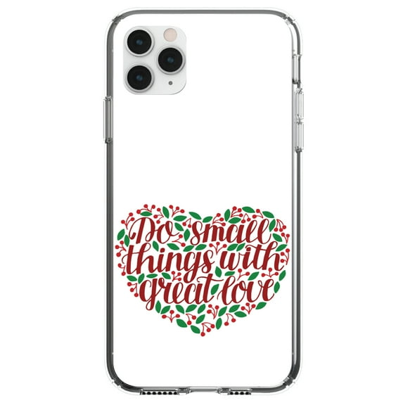 DistinctInk Clear Shockproof Hybrid Case for iPhone 11 (6.1" Screen) - TPU Bumper, Acrylic Back, Tempered Glass Screen Protector - Do Small Things With Great Love - Floral