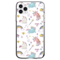 thumbnail image 1 of DistinctInk Clear Shockproof Hybrid Case for iPhone 11 (6.1" Screen) - TPU Bumper, Acrylic Back, Tempered Glass Screen Protector - Unicorn Rainbow Wand Pattern - White, 1 of 2