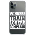 thumbnail image 1 of DistinctInk Clear Shockproof Hybrid Case for iPhone 11 (6.1" Screen) - TPU Bumper Acrylic Back Tempered Glass Screen Protector - Winners Train Losers Complain, 1 of 1