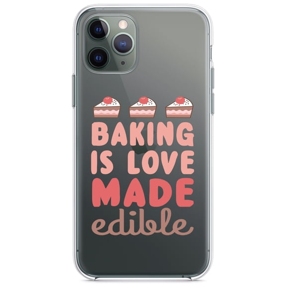 DistinctInk Clear Shockproof Hybrid Case for iPhone 11 Pro (5.8" Screen) - TPU Bumper Acrylic Back Tempered Glass Screen Protector - Back is Love Made Edible