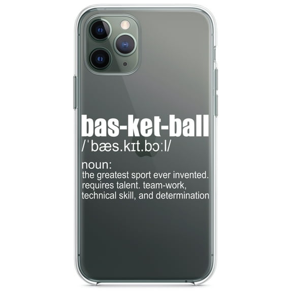 DistinctInk Clear Shockproof Hybrid Case for iPhone 11 Pro (5.8" Screen) - TPU Bumper Acrylic Back Tempered Glass Screen Protector - Basketball Definition Greatest Sport