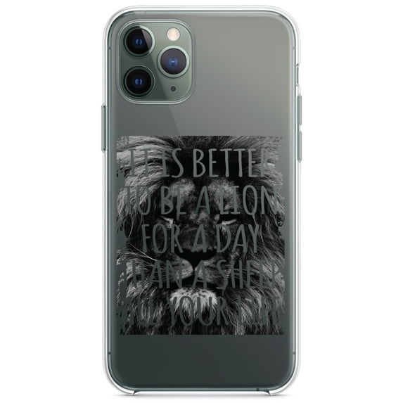 DistinctInk Clear Shockproof Hybrid Case for iPhone 11 Pro (5.8" Screen) - TPU Bumper Acrylic Back Tempered Glass Screen Protector - Better to Be A Lion For a Day Than A Sheep