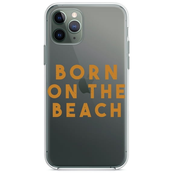 DistinctInk Clear Shockproof Hybrid Case for iPhone 11 Pro (5.8" Screen) - TPU Bumper Acrylic Back Tempered Glass Screen Protector - Born on the Beach