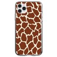 thumbnail image 1 of DistinctInk Clear Shockproof Hybrid Case for iPhone 11 Pro (5.8" Screen) - TPU Bumper, Acrylic Back, Tempered Glass Screen Protector - Brown Tan Beige Giraffe Skin Spots - Animal Print, 1 of 2
