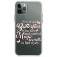 thumbnail image 1 of DistinctInk Clear Shockproof Hybrid Case for iPhone 11 Pro (5.8" Screen) - TPU Bumper Acrylic Back Tempered Glass Screen Protector - Butterflies in Her Hari, Magic Secret Eyes, 1 of 2