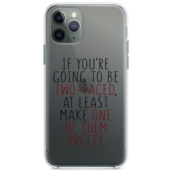 DistinctInk Clear Shockproof Hybrid Case for iPhone 11 Pro (5.8" Screen) - TPU Bumper Acrylic Back Tempered Glass Screen Protector - If You're Going to Be Two-Faced Make One Pretty