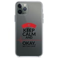thumbnail image 1 of DistinctInk Clear Shockproof Hybrid Case for iPhone 11 Pro (5.8" Screen) - TPU Bumper Acrylic Back Tempered Glass Screen Protector - Keep Calm, Not That Calm - Nurse Flatline, 1 of 2
