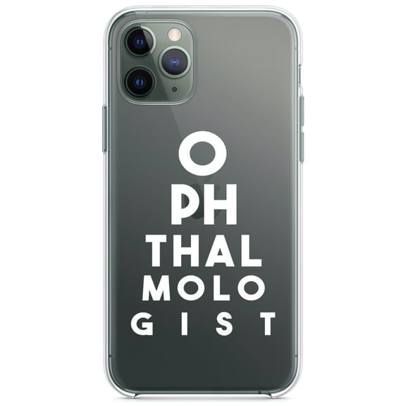DistinctInk Clear Shockproof Hybrid Case for iPhone 11 Pro (5.8" Screen) - TPU Bumper Acrylic Back Tempered Glass Screen Protector - Ophthalmologist Eye Chart