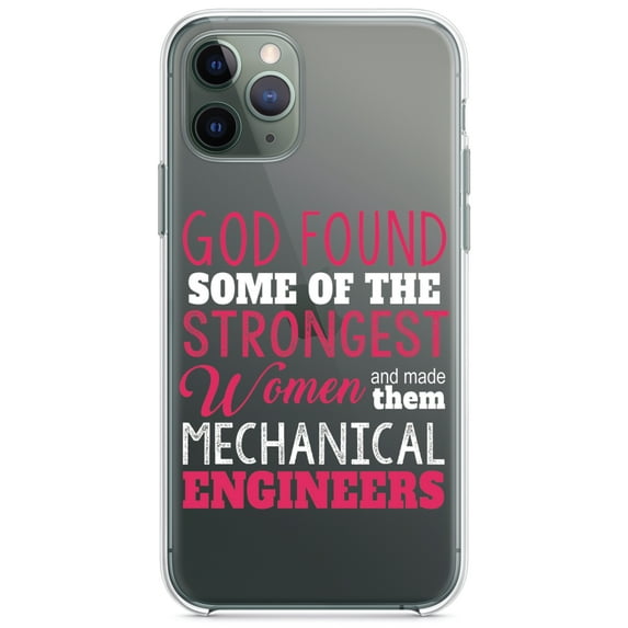 DistinctInk Clear Shockproof Hybrid Case for iPhone 11 Pro (5.8" Screen) - TPU Bumper Acrylic Back Tempered Glass Screen Protector - Strongest Women are Mechanical Engineers