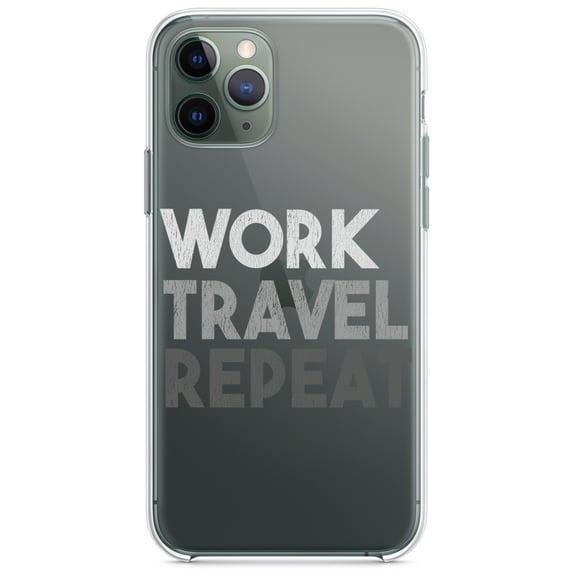 DistinctInk Clear Shockproof Hybrid Case for iPhone 11 Pro (5.8" Screen) - TPU Bumper Acrylic Back Tempered Glass Screen Protector - Work Travel Repeat