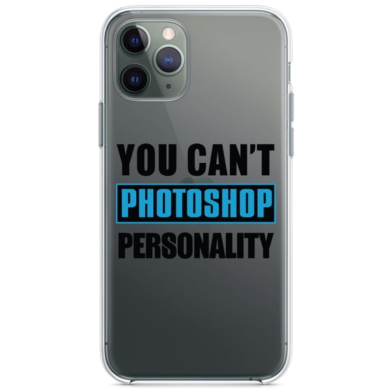 DistinctInk Clear Shockproof Hybrid Case for iPhone 11 Pro (5.8" Screen) - TPU Bumper Acrylic Back Tempered Glass Screen Protector - You Can't Photoshop Personality