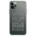 thumbnail image 1 of DistinctInk Clear Shockproof Hybrid Case for iPhone 11 Pro MAX (6.5" Screen) - TPU Bumper Acrylic Back Tempered Glass Screen Protector - Basketball Word Art Jump Shot Free Throw, 1 of 1