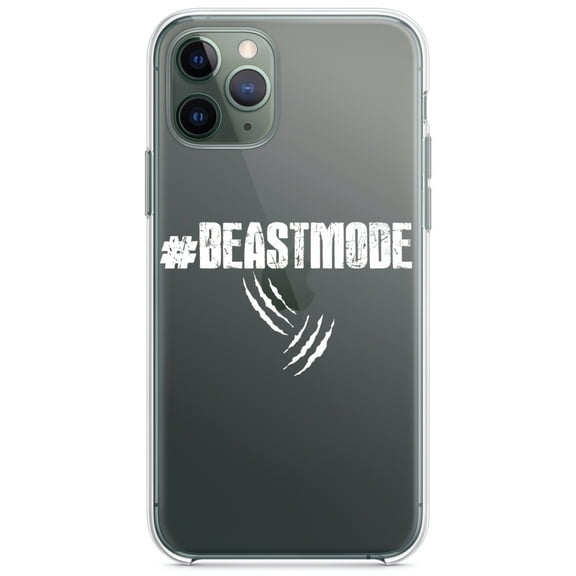 DistinctInk Clear Shockproof Hybrid Case for iPhone 11 Pro MAX (6.5" Screen) - TPU Bumper Acrylic Back Tempered Glass Screen Protector - #Beastmode Beast Mode
