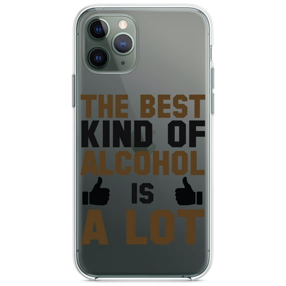 DistinctInk Clear Shockproof Hybrid Case for iPhone 11 Pro MAX (6.5" Screen) - TPU Bumper Acrylic Back Tempered Glass Screen Protector - The Best Kind of Alcohol is A LOT