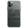 thumbnail image 1 of DistinctInk Clear Shockproof Hybrid Case for iPhone 11 Pro MAX (6.5" Screen) - TPU Bumper Acrylic Back Tempered Glass Screen Protector - Cast Away All Your Troubles Go Fishing, 1 of 1