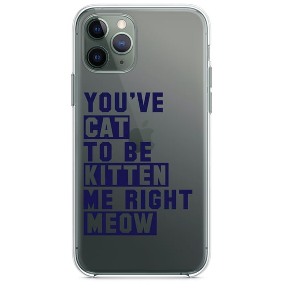 DistinctInk Clear Shockproof Hybrid Case for iPhone 11 Pro MAX (6.5" Screen) - TPU Bumper Acrylic Back Tempered Glass Screen Protector - You've Cat to be Kitten Me Meow