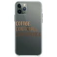 thumbnail image 1 of DistinctInk Clear Shockproof Hybrid Case for iPhone 11 Pro MAX (6.5" Screen) - TPU Bumper Acrylic Back Tempered Glass Screen Protector - Coffee Contour & Confidence, 1 of 1