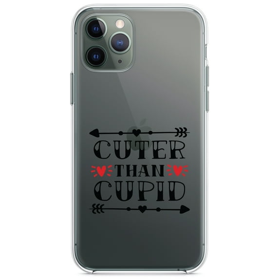 DistinctInk Clear Shockproof Hybrid Case for iPhone 11 Pro MAX (6.5" Screen) - TPU Bumper Acrylic Back Tempered Glass Screen Protector - Cuter Than Cupid - Valentine