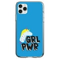 thumbnail image 1 of DistinctInk Clear Shockproof Hybrid Case for iPhone 11 Pro MAX (6.5" Screen) - TPU Bumper, Acrylic Back, Tempered Glass Screen Protector - Girl Power - GRL PWR - Unicorn Blue Background, 1 of 2