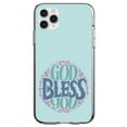 thumbnail image 1 of DistinctInk Clear Shockproof Hybrid Case for iPhone 11 Pro MAX (6.5" Screen) - TPU Bumper, Acrylic Back, Tempered Glass Screen Protector - God Bless You - Circle Floral, 1 of 2