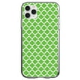 thumbnail image 1 of DistinctInk Clear Shockproof Hybrid Case for iPhone 11 Pro MAX (6.5" Screen) - TPU Bumper, Acrylic Back, Tempered Glass Screen Protector - Green White Moroccan Lattice, 1 of 2