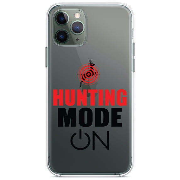 DistinctInk Clear Shockproof Hybrid Case for iPhone 11 Pro MAX (6.5" Screen) - TPU Bumper Acrylic Back Tempered Glass Screen Protector - Hunting Mode - ON