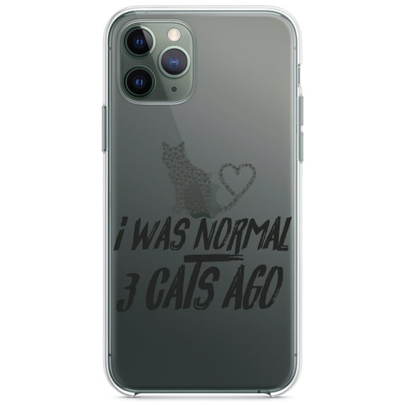 DistinctInk Clear Shockproof Hybrid Case for iPhone 11 Pro MAX (6.5" Screen) - TPU Bumper Acrylic Back Tempered Glass Screen Protector - I Was Normal 3 Cats Ago